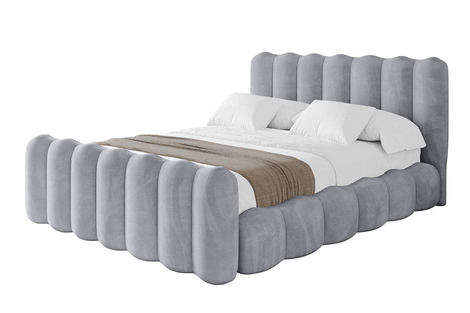 POLSTERBETT mit Bettkasten, Fußteil und Lattenrost, Boxbett ohne Matratze - SORA-Z 200x200 Hellgrau - Hellgrau, Holzwerkstoff/Textil (200/200cm) - ALTDECOR