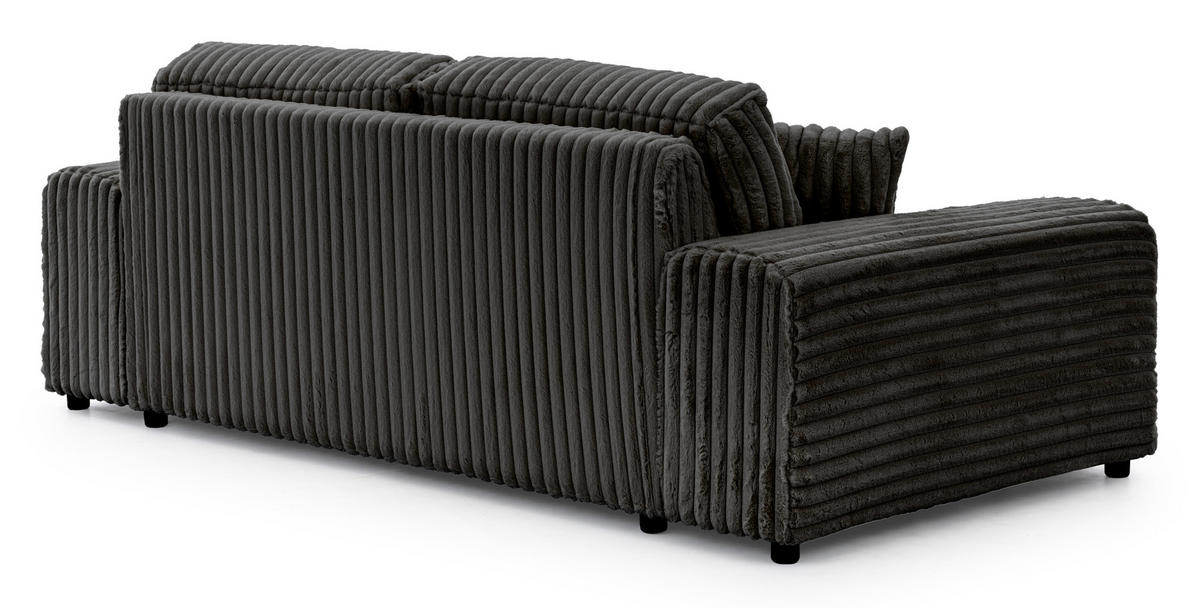 3-SITZER-SOFA Mollis Dunkelgrau Plüschcord - Dunkelgrau/Schwarz, Holz/Kunststoff (213/79/108cm) - S-Style Möbel