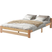 KREVET 200/140 cm s uzglavljem i letvicama, čvrsta konstrukcija od masivnog drva, Prirodna - prirodne boje, drvni materijal (140/200cm) - Redom