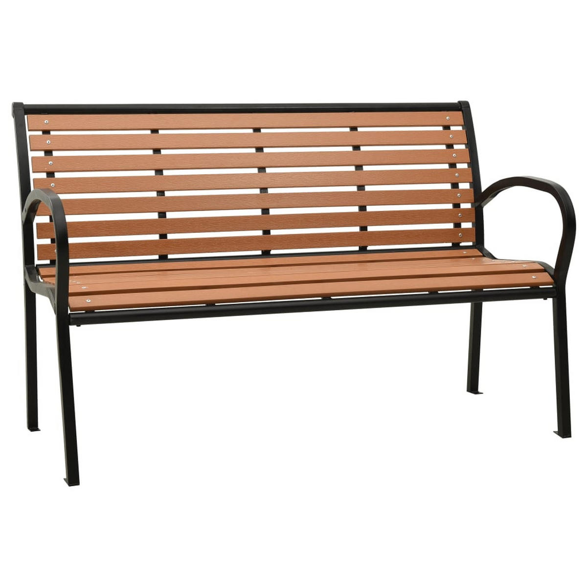 GARTENBANK Schwarz und Braun 116 cm Stahl und - Braun, Kunststoff (116/81/59cm) - furnicato