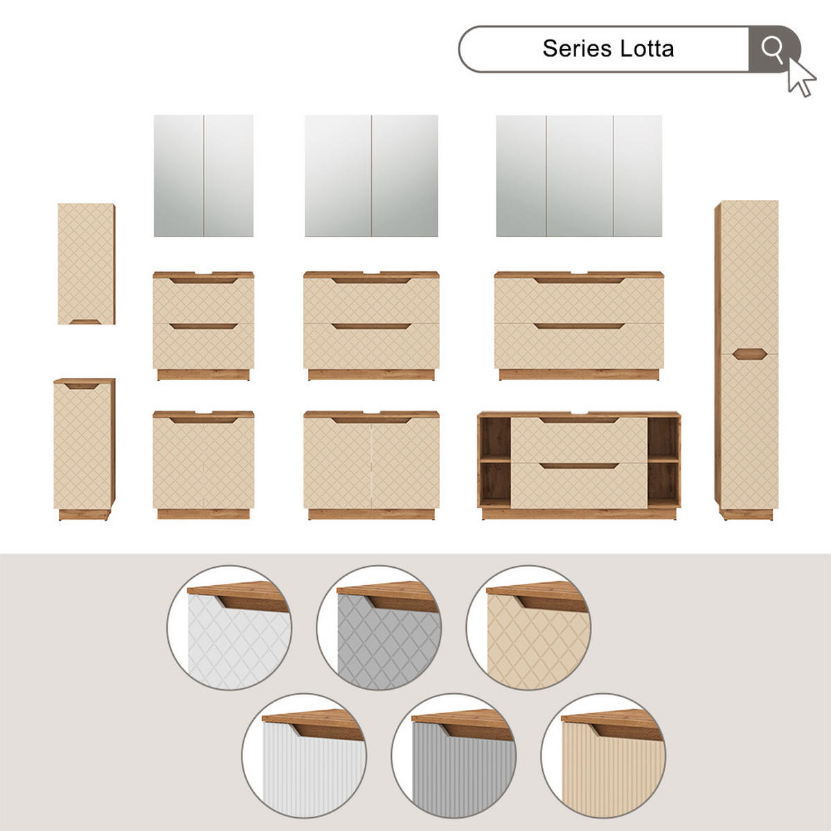 DOLNÍ SKŘÍŇKA POD DŘEZ Lotta Dub/šedá se strukturou dlaždic - šedá/barva dubu, kompozitní dřevo (119.2/62.5/32cm) - Vicco