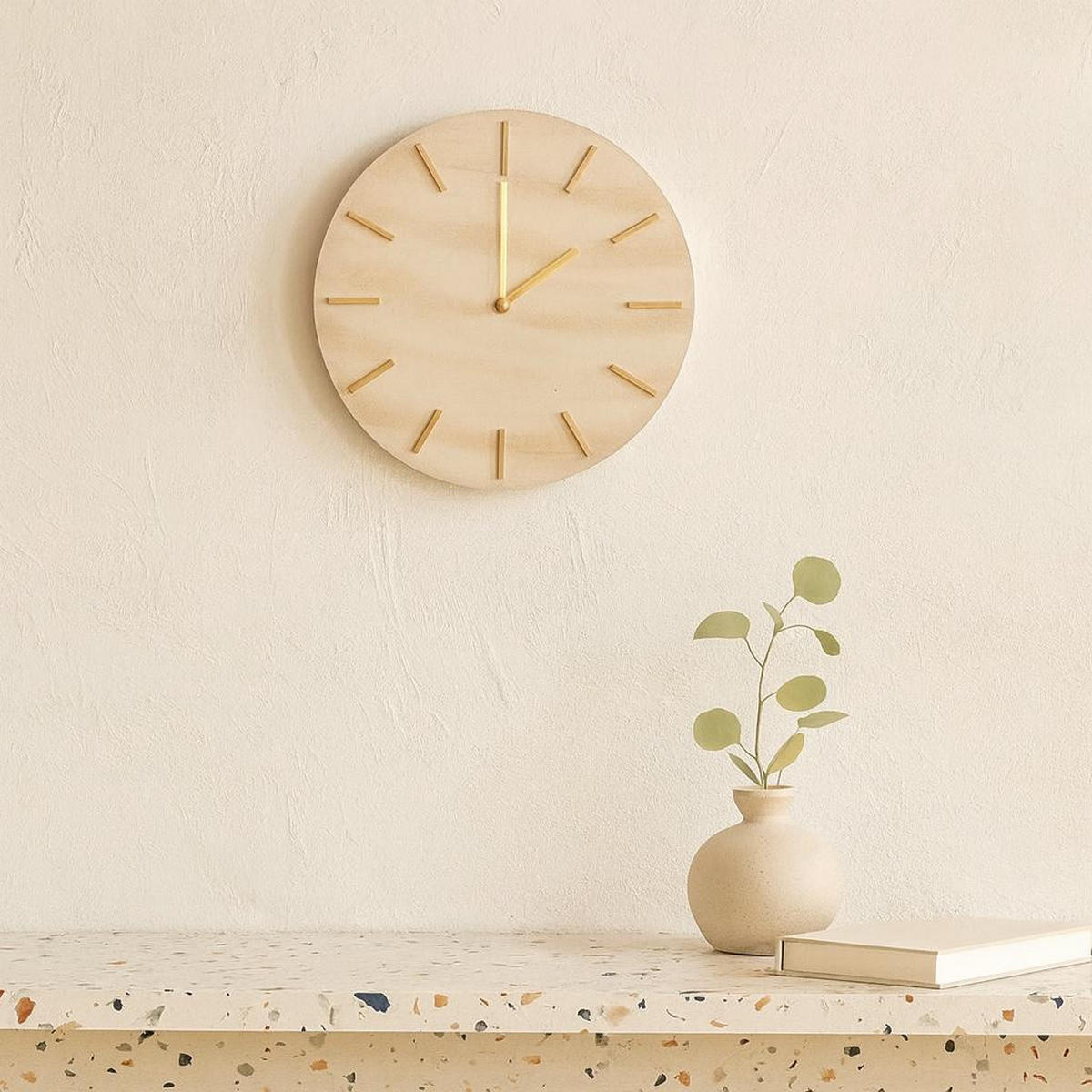 WANDUHR Marmoroptik Sum 30/30/5 cm - Beige, Holzwerkstoff (30/5/30cm) - Home Styling Collection