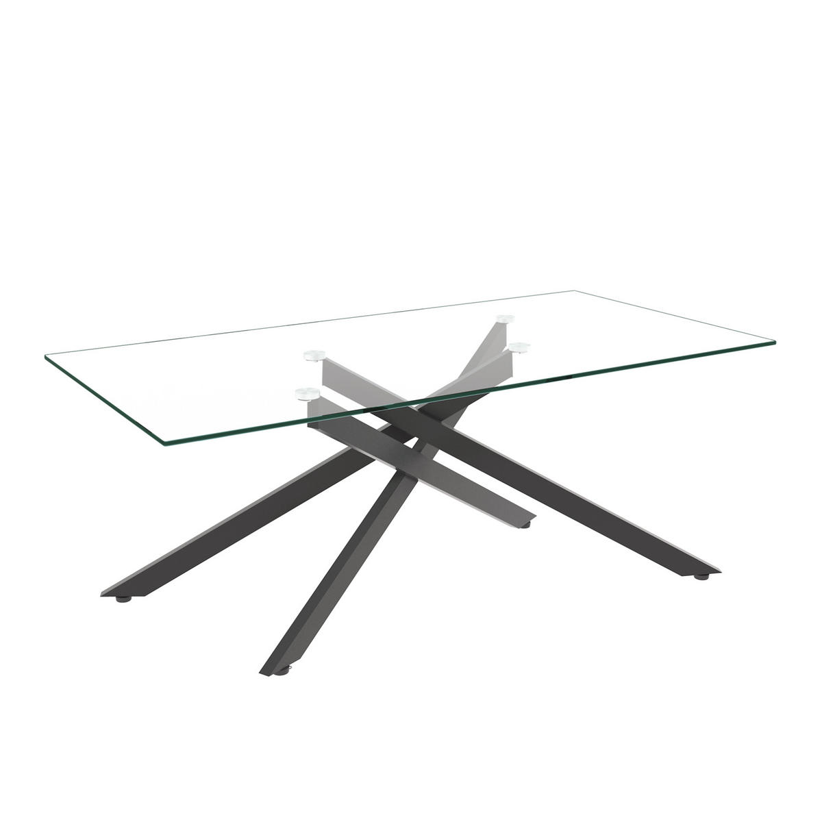 COUCHTISCH aus Glas und Metall in Schwarz mit geformte Metallbeine - Schwarz, Glas (120/60/46cm) - Modfu