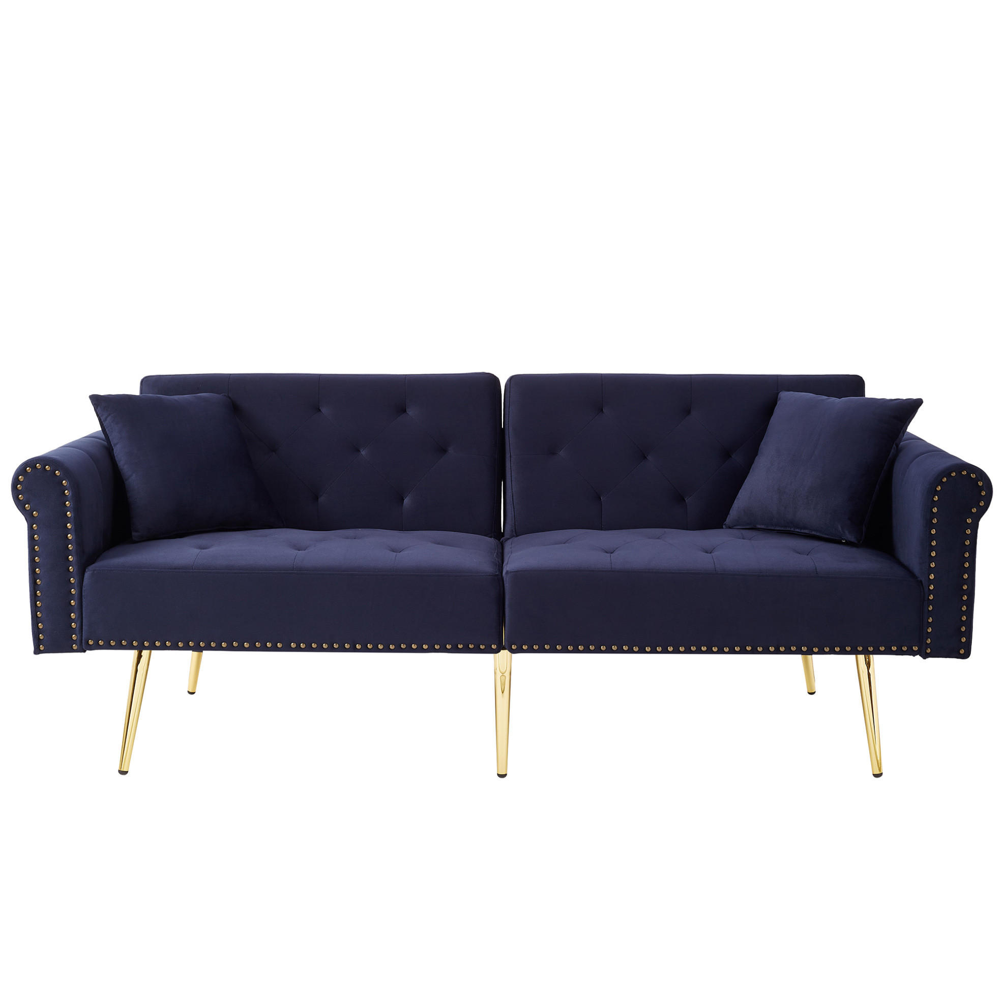 SCHLAFSOFA 2-Sitzer Samt mit 3-stufig verstellbarer Rückenlehne Antikblau 173/75/70 cm - Blau, Textil (70/173/75cm) - Redom