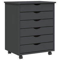ROLLSCHRANK MIT SCHUBLADEN MOSS GRAU MASSIVHOLZ KIEFER - Grau, Holz (39/65.5/53cm) - vidaXL