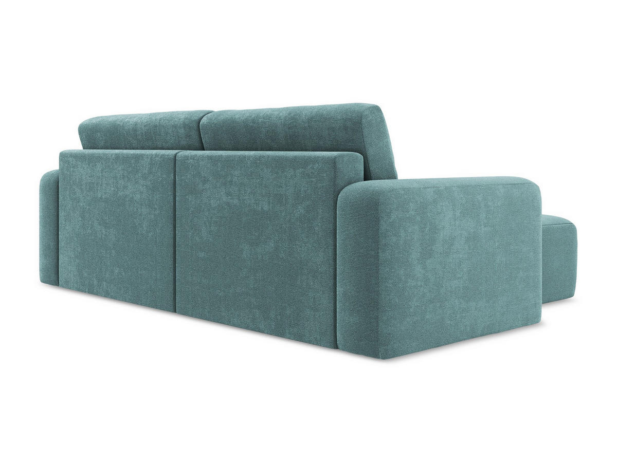 ECKSOFA mit Schlaffunktion links Chenille Stoff Blau - Blau/Beige, Kunststoff/Textil (149/244cm) - Makamii