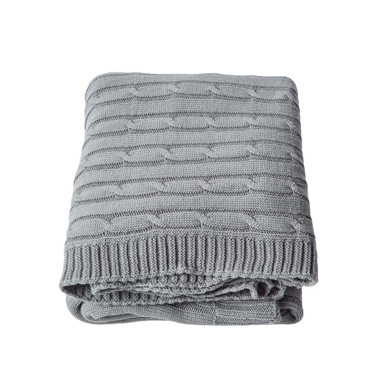 STRICKDECKE 150/200 cm, Baumwolle mit Rautenmuster - Grau, Textil (150/200cm) - Homescapes