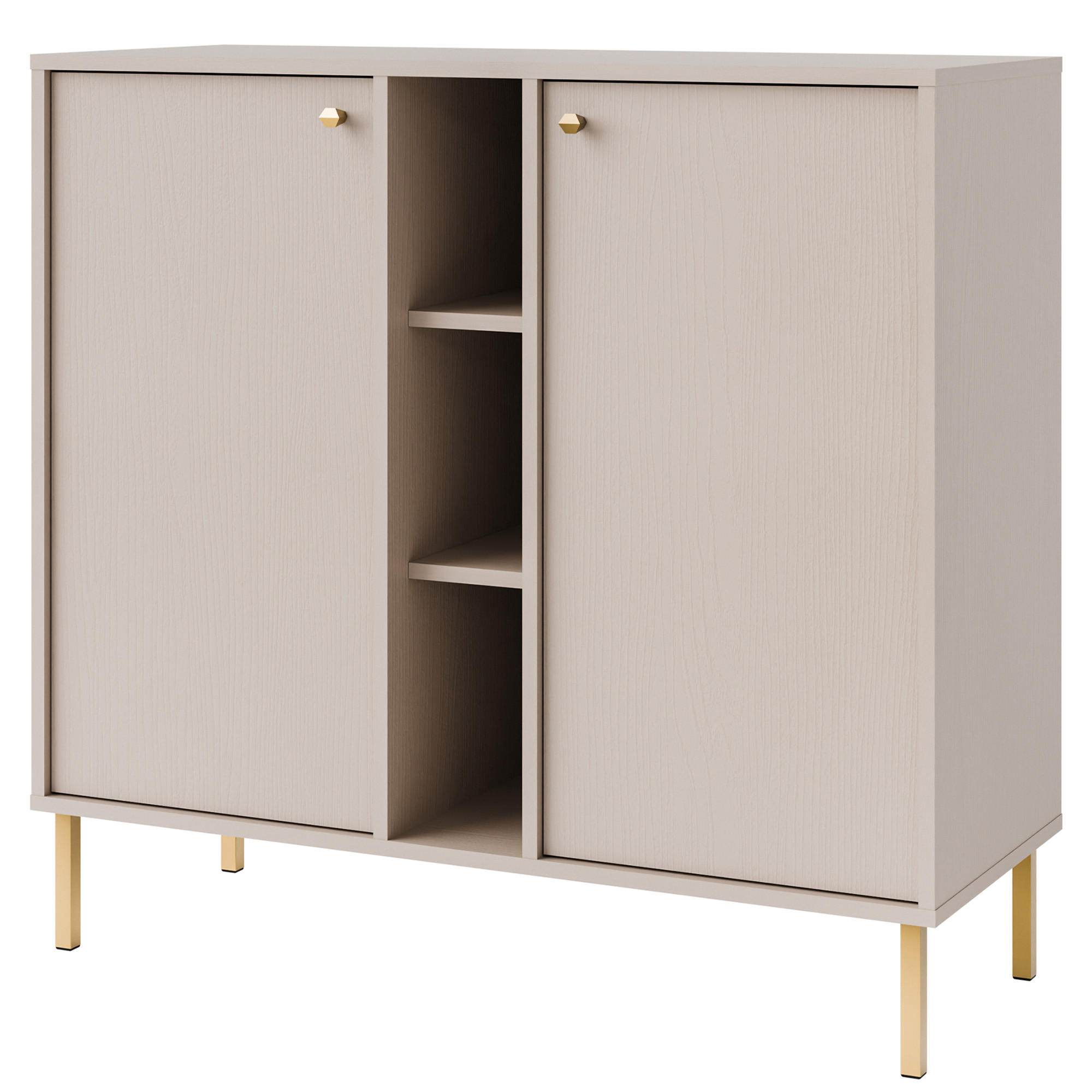 KOMMODE FLOREN, Creme/Gold - Creme, Holzwerkstoff/Metall (100.2/95/40.8cm) - KONSIMO®