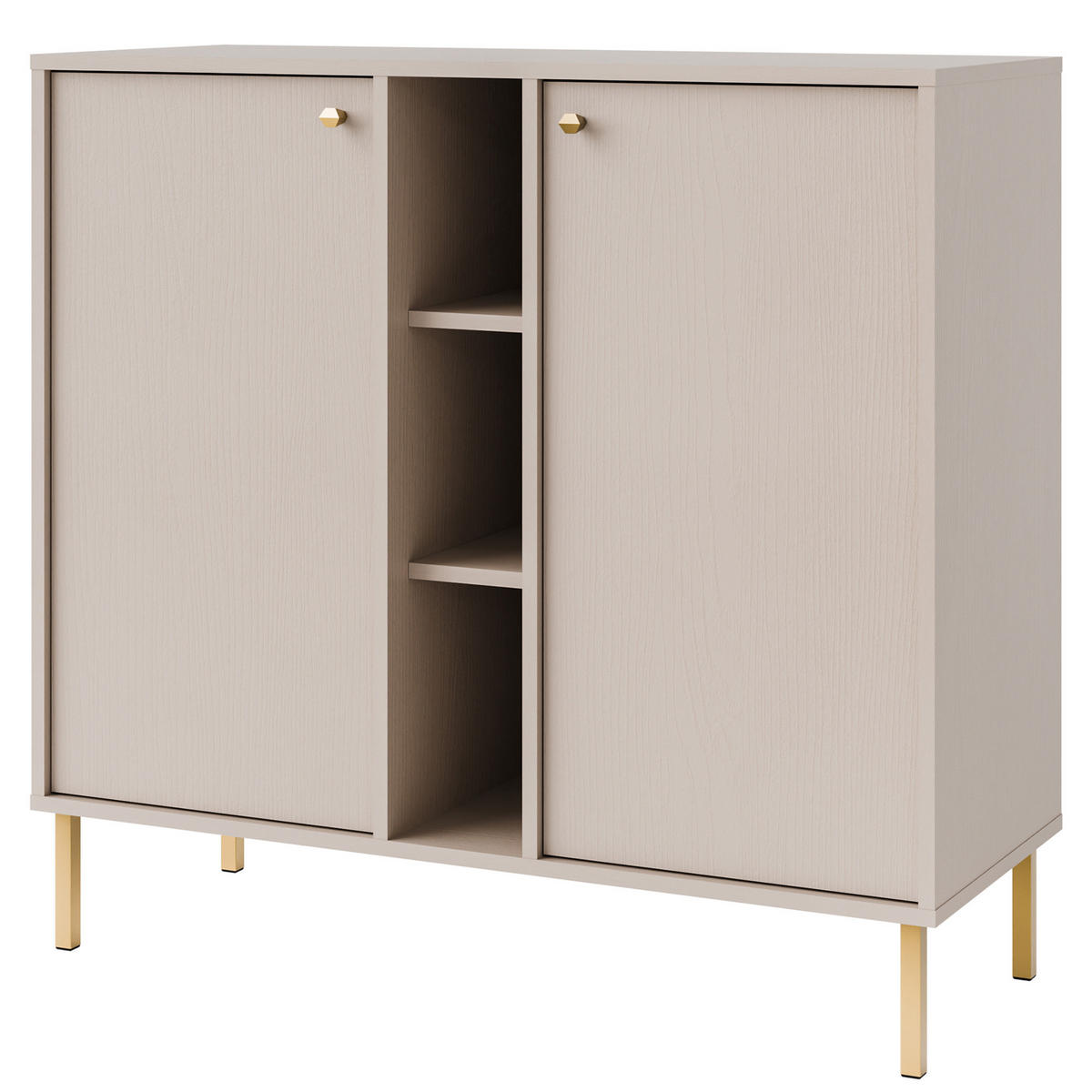 KOMMODE FLOREN, Creme/Gold - Creme, Holzwerkstoff/Metall (100.2/95/40.8cm) - KONSIMO®