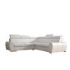 ECKSOFA APOLLO KN09, Eckcouch in L-Form mit Schlaffunktion, Farbe: Weiß, Kunstleder, Ottomane Rechts - Weiß, Textil (255/255cm) - O-Sofa