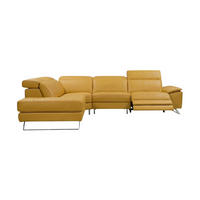 ECKSOFA Genius Echtleder mit 1 x Relaxfunktion Senfgelb - Gelb, Leder/Metall (230/264cm)