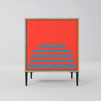 SIDEBOARD RISING GEOMETRY STARS, Eichefarben, 57,5x42x72,5 cm, Schwarze Metallfüße - Eichefarben/Multicolor, Holzwerkstoff/Metall (57.5/72.5/42cm) - SpaceRebels