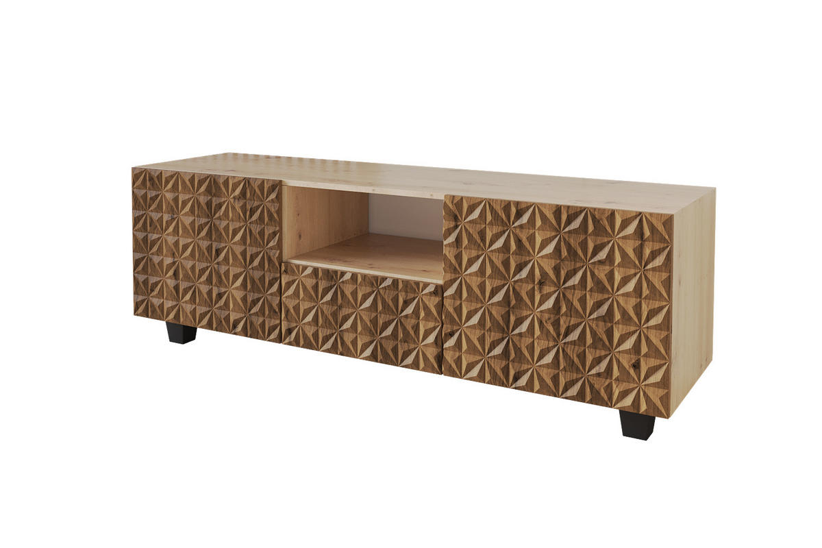 LOWBOARD VIRA-S 140x40x41 cm - Artisan / Katania - Eiche Wotan/Schwarz, Holzwerkstoff (140/50/41cm) - ALTDECOR