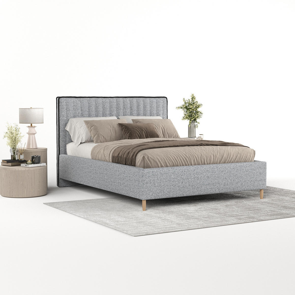 POLSTERBETT Aria 160/200 cm Grau im Riva Stoff - Naturfarben/Grau, Holz/Holzwerkstoff (160/200cm) - AltaBeds