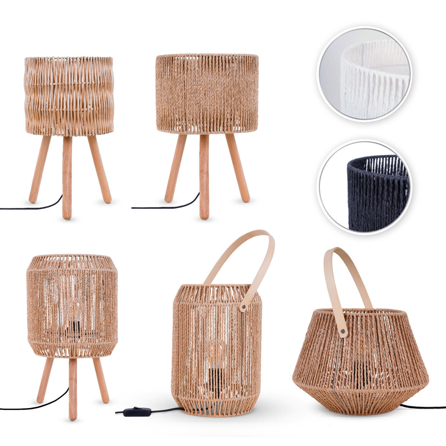 TISCHLAMPE Cisco Tl - Weiß, Holz (31.5/31.5/22.5cm) - Paco Home