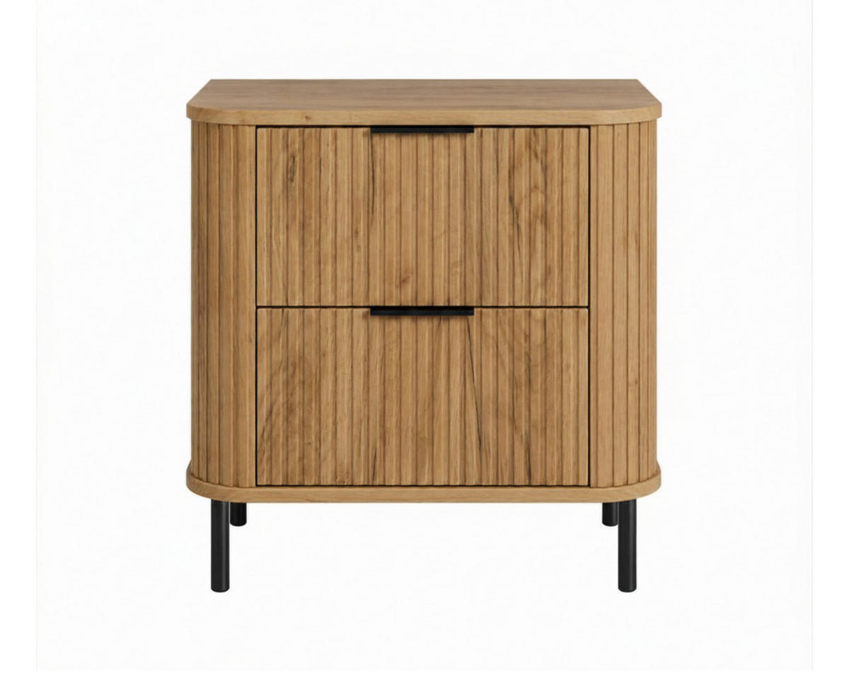 BADEZIMMERSCHRANK : Farbe Eiche Craft, Griff schwarz, Füße schwarz, 60 x 41,5 x 66,7 cm - Eichefarben/Schwarz, Holzwerkstoff (60/66.7/41.5cm) - 3XE LIVING