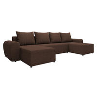 WOHNLANDSCHAFT Mader U - Schwarz/Braun, Holz/Kunststoff (330/86/140cm) - MIRJAN24