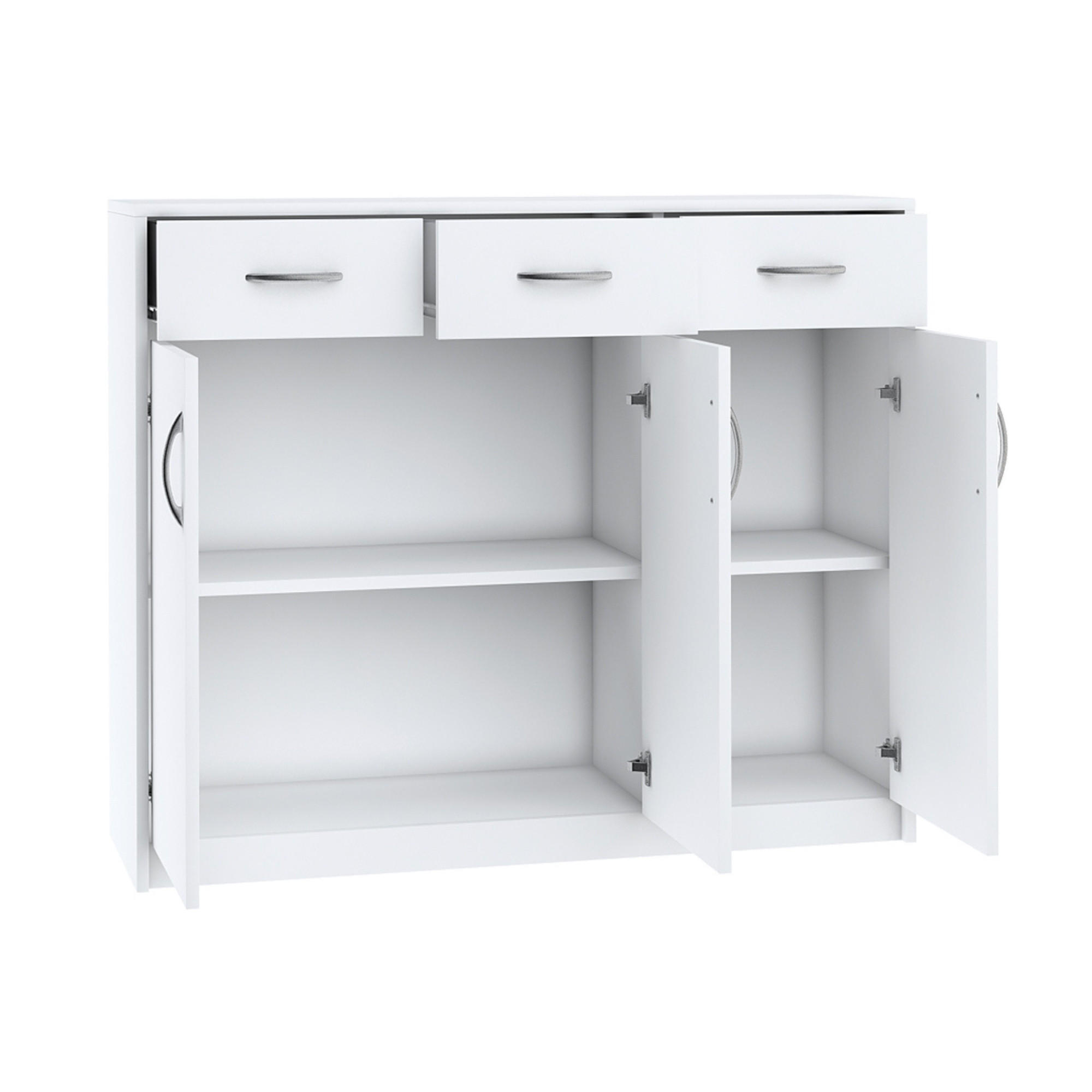 KOMMODE mit 3 Türen und 3 Schubladen - Weiß, Holzwerkstoff (110/85/35cm) - Home Collective