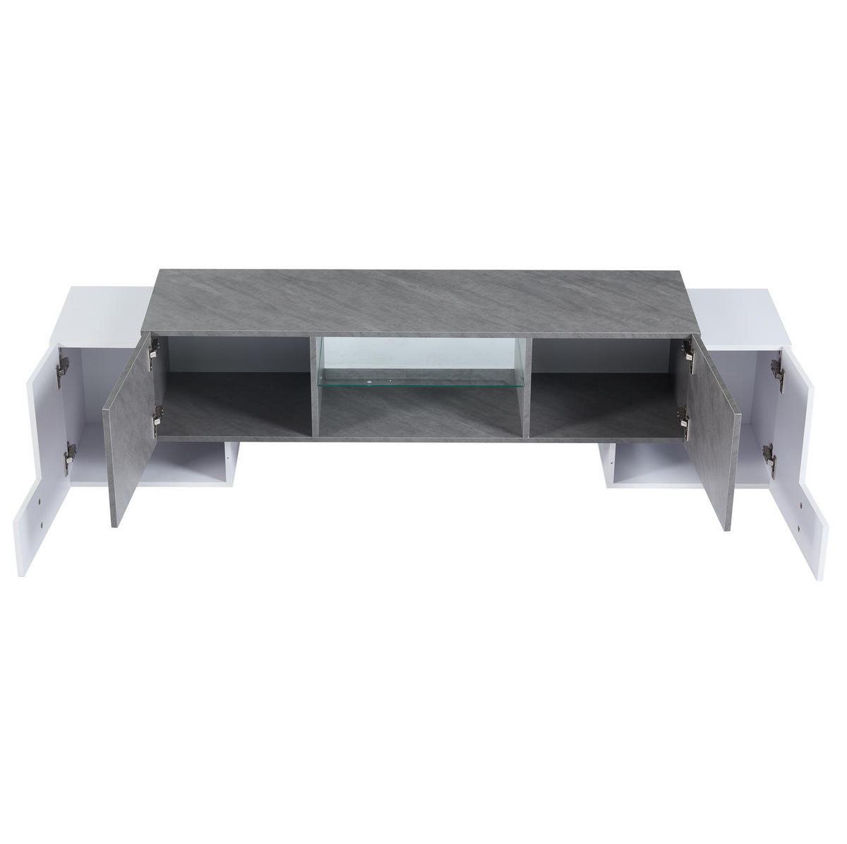 TV-ELEMENT mit LED und Stauraum 180 x 40 x 46,5 cm Weiß Grau - Weiß, Holzwerkstoff (40/46.5/180cm) - Beauniv