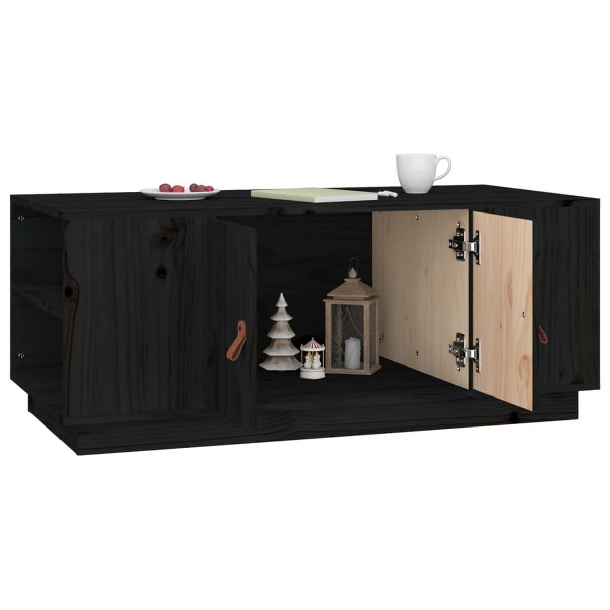 COUCHTISCH Schwarz 100x50x41 cm Massivholz Kiefer - Schwarz, Holz (100/50/41cm) - furnicato