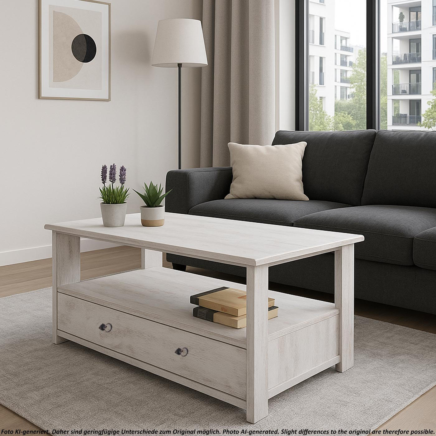 COUCHTISCH SHABBY--LOOK quader Weiß - Weiß, Holz (39/110/53cm) - MCW