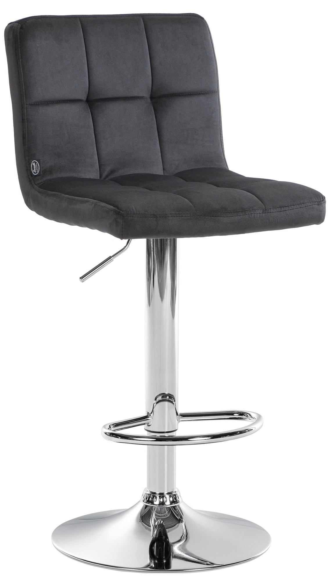 BARHOCKER Samt schwarz - Chromfarben/Schwarz, Textil/Metall (46/94/47cm) - CLP