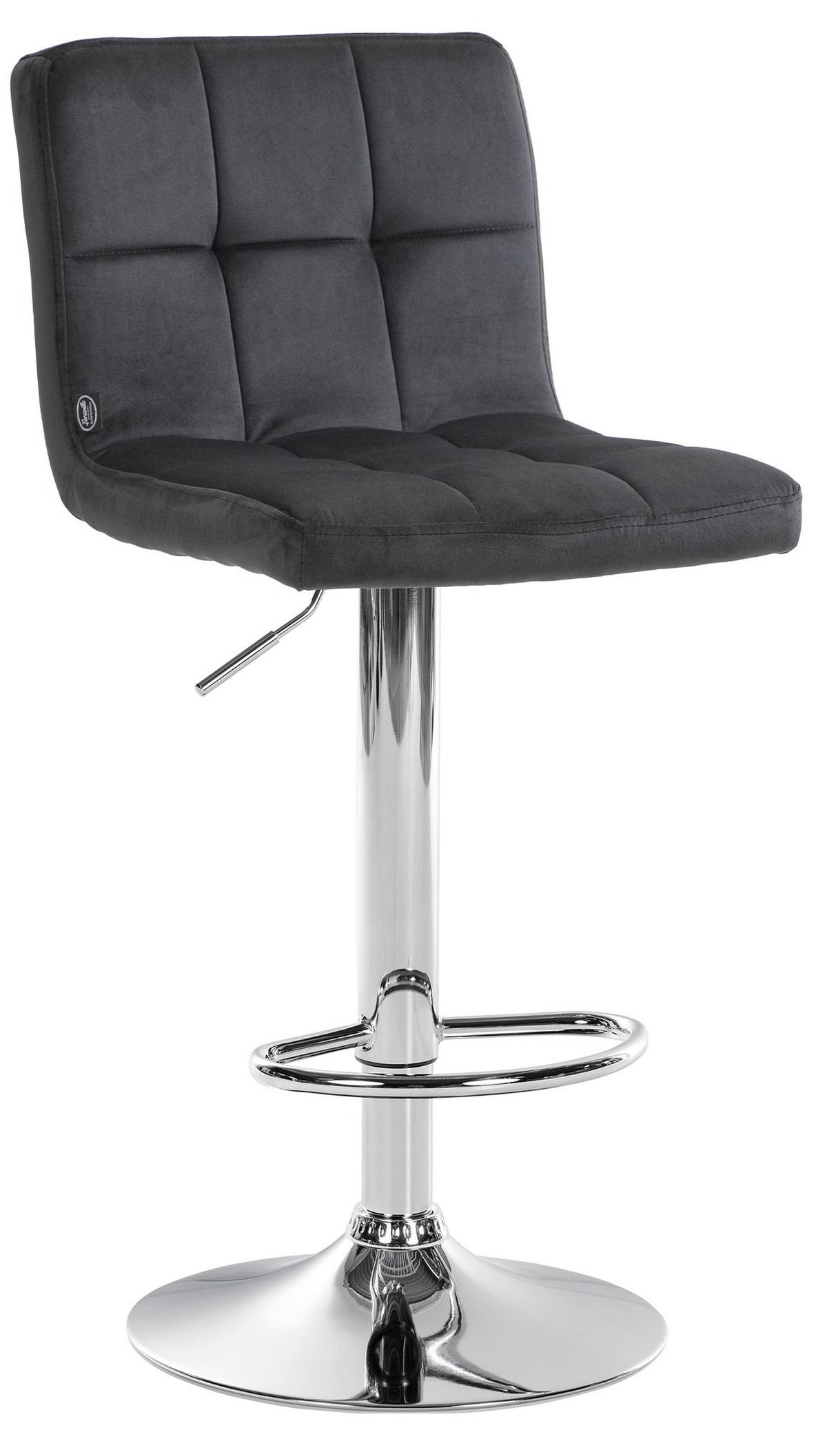 BARHOCKER Samt schwarz - Chromfarben/Schwarz, Textil/Metall (46/94/47cm) - CLP