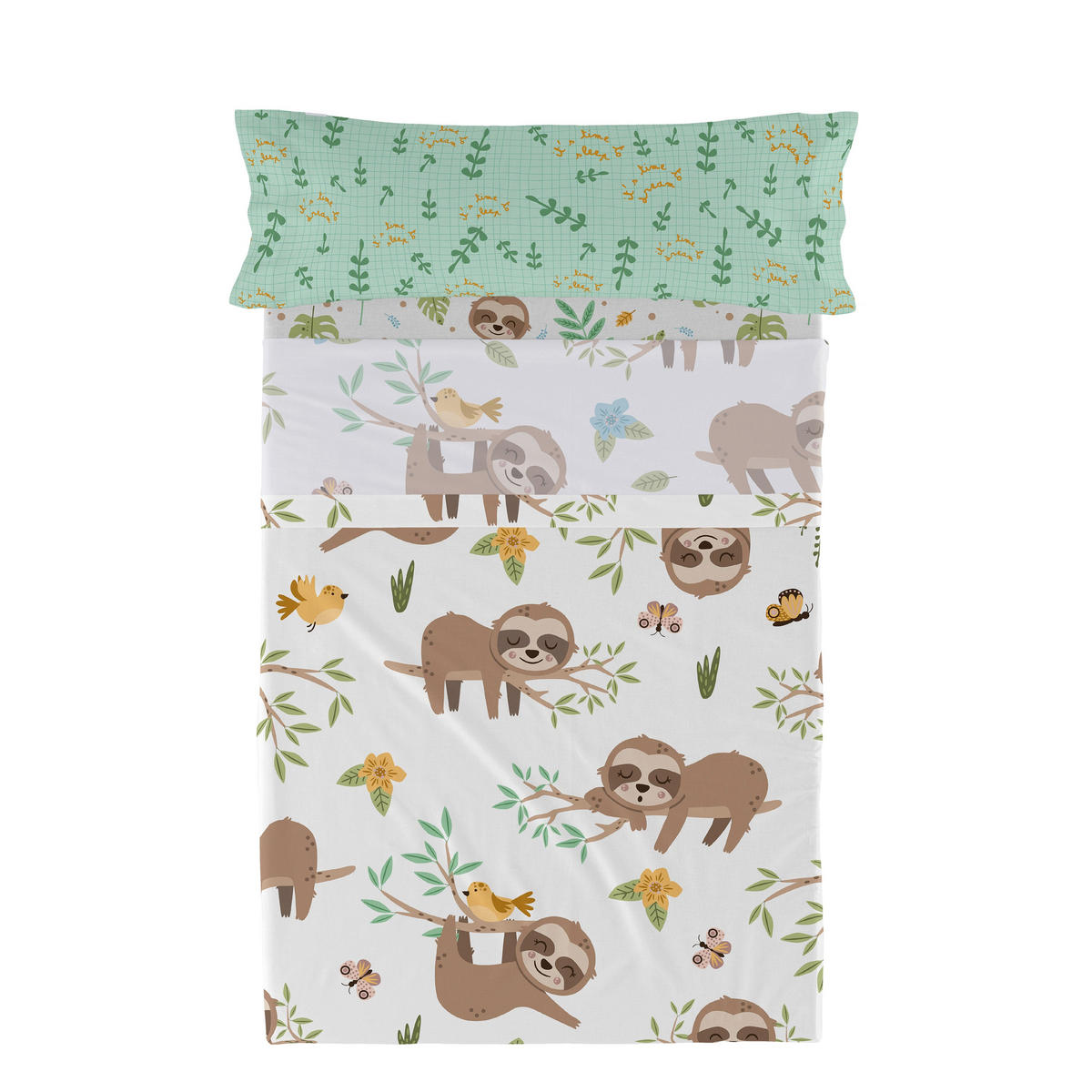 BETTWÄSCHE 2er-Set teiliges happy sloth 160x270 cm mehrfarbig - Multicolor, Textil (160/270cm) - Happy Friday
