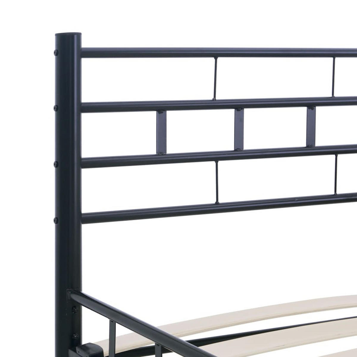 BETTGESTELL SCHWARZ STAHL 140×200 CM - Schwarz, Metall - vidaXL