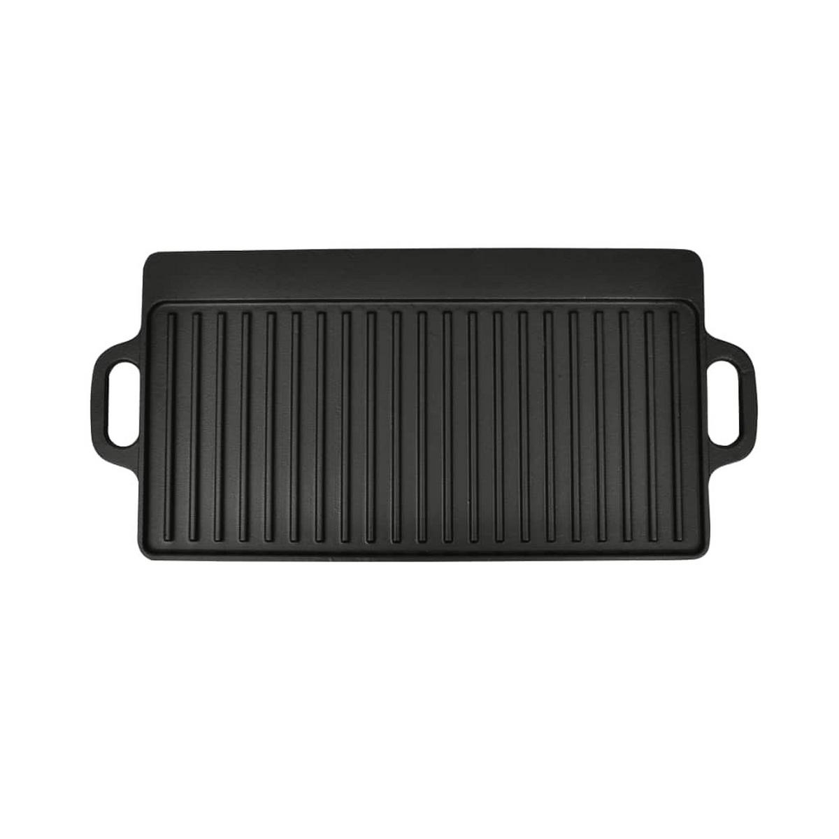 GRILLPLATTE Wendeplatte Gusseisen 50/23 Cm - Schwarz, Metall (1cm) - vidaXL
