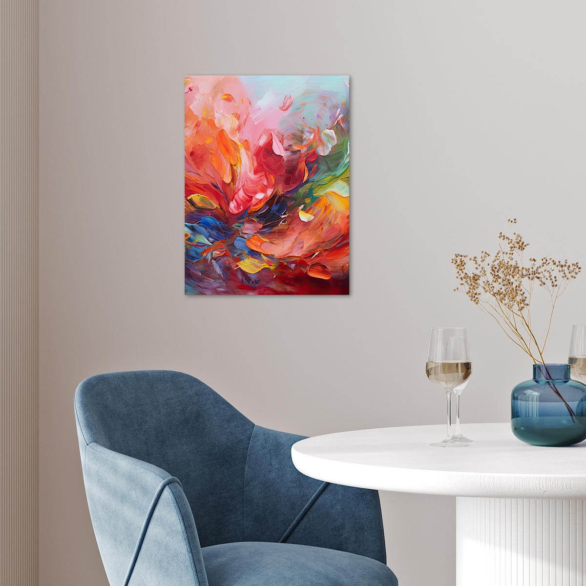 POSTER Ölgemälde - Kunst - Abstrakt - Farbenfroh 30x40 cm - Altrosa, Papier (30/40/0.1cm) - MuchoWow