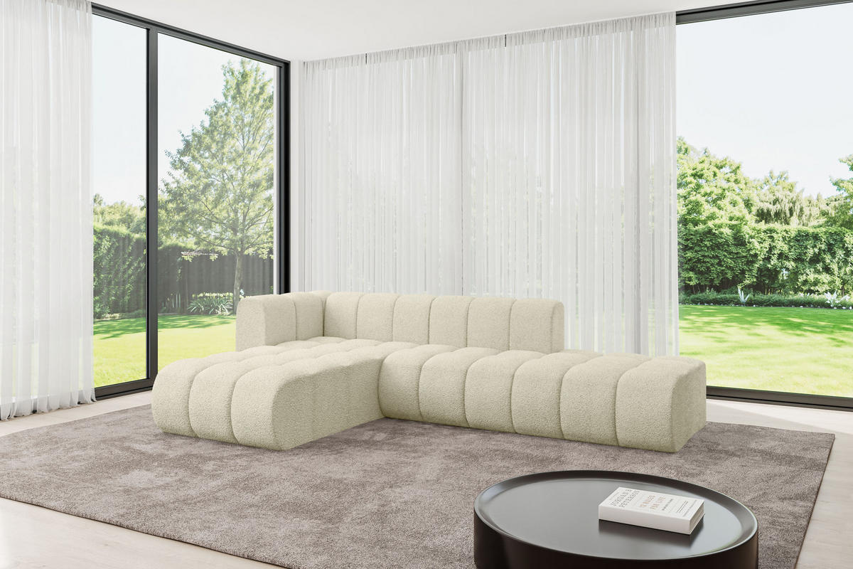 ECKSOFA modulares Sofa Zuvon-L1 - 296x177x70 cm Beige - Beige, Holzwerkstoff/Textil (296/177cm) - ALTDECOR
