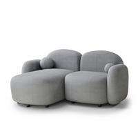 ECKSOFA Bahama Hellgrau Samtstoff - Links Seite - Blaugrau/Schwarz, Holz/Holzwerkstoff (146/190cm) - Maison de Reve