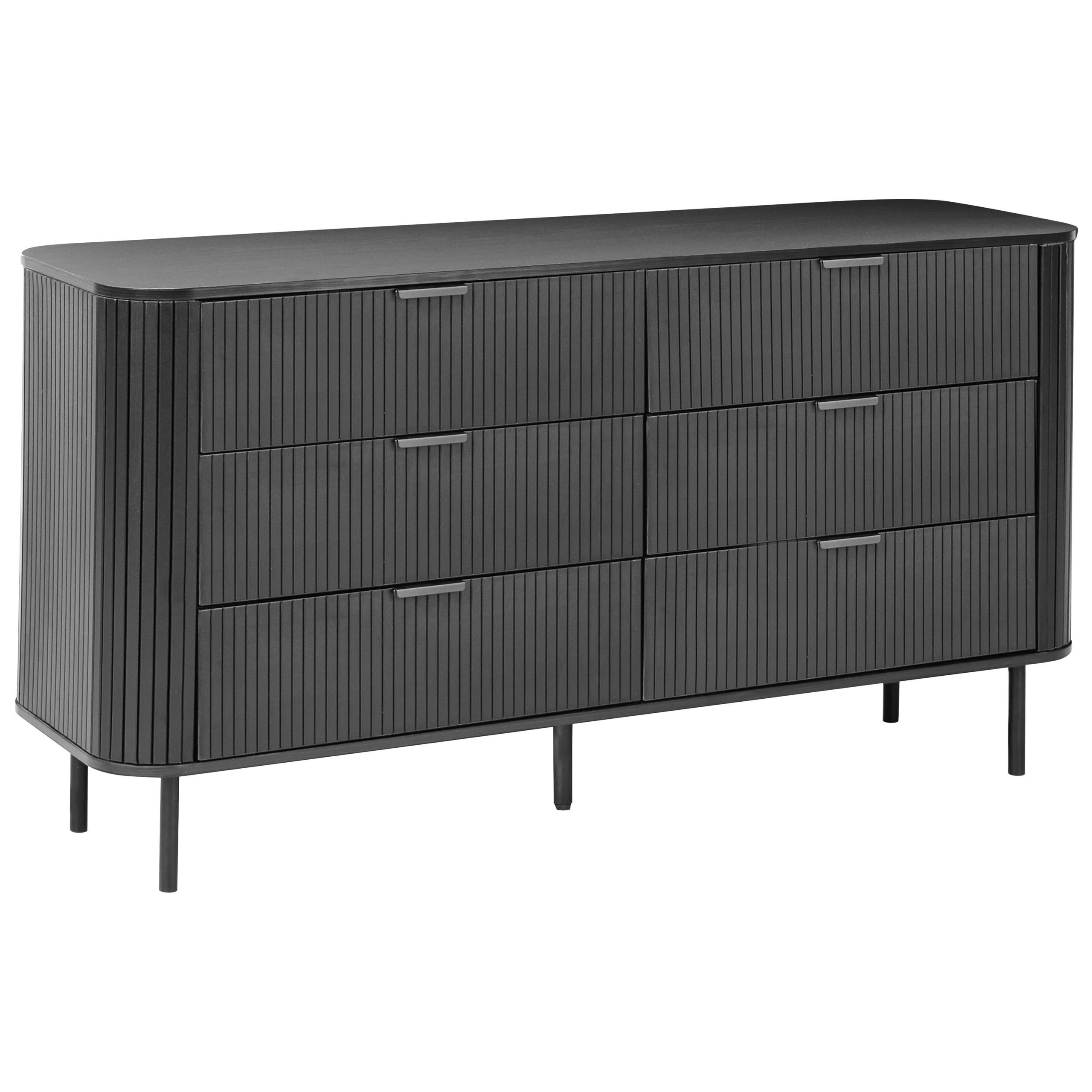 KOMMODE mit 6 Schubladen Schwarz Bradley - Schwarz, Holzwerkstoff (153/81/47cm) - Beliani