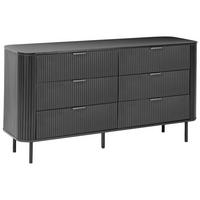 KOMODA s 6 zásuvkami Černá Bradley - černá, kompozitní dřevo (153/81/47cm) - Beliani