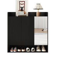 SCHUHSCHRANK 110/35,5/110 cm mit Ganzkörperspiegel, verstellbaren Böden und MDF-Holzwerkstoff, Schwarz - Schwarz, Holzwerkstoff (110/110/35.5cm) - Redom