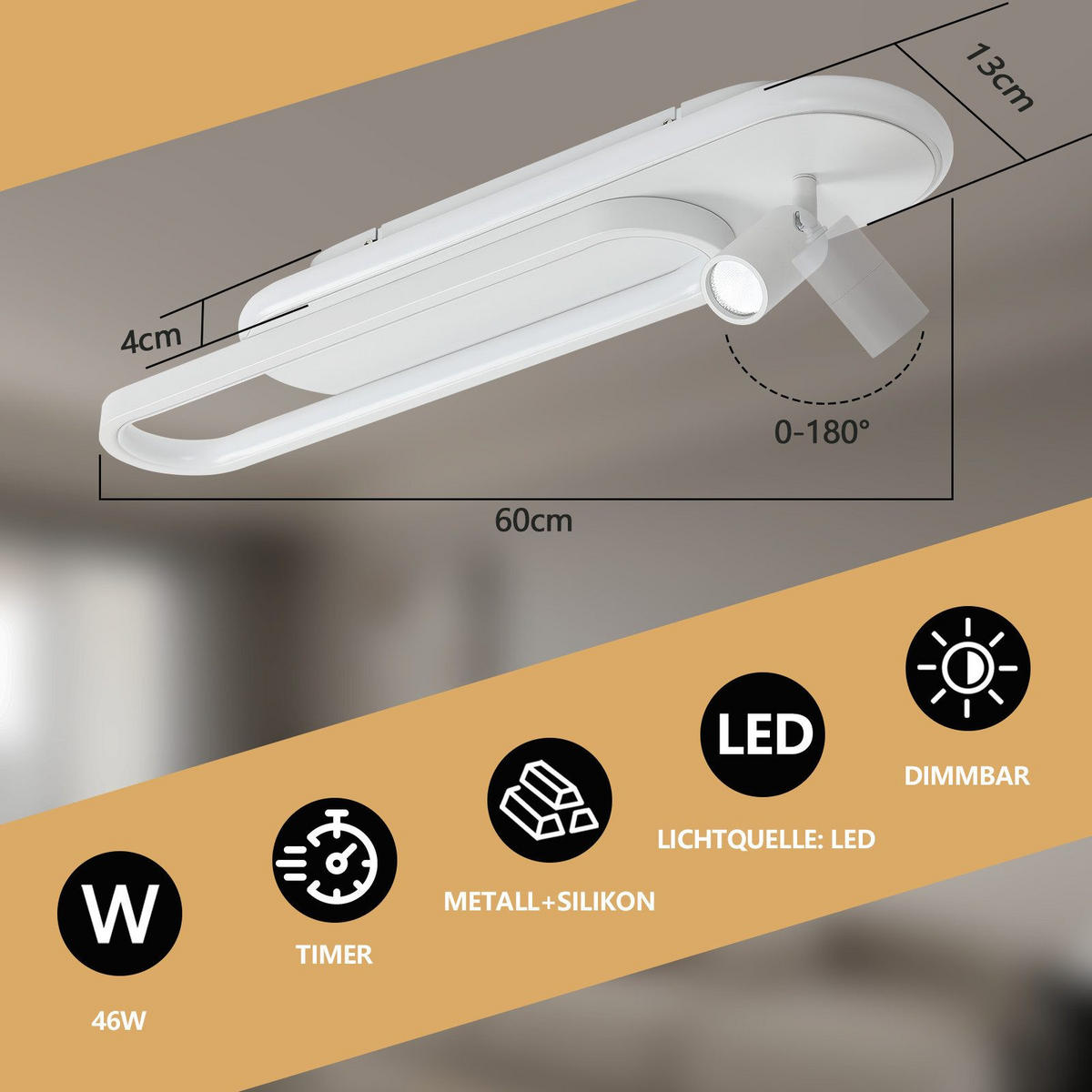 LED-DECKENSTRAHLER Dobson 60/13/15.5cm - Weiß, Metall (60/13/15.5cm) - Nettlife