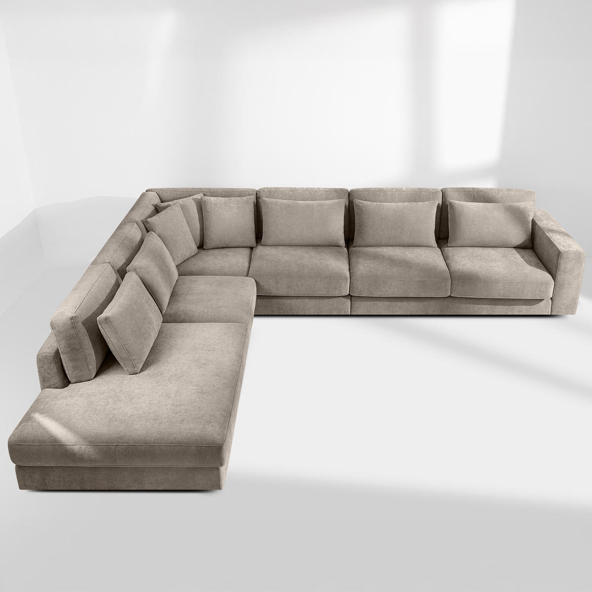 ECKSOFA XL links VERUS - Ecru, Holz/Holzwerkstoff (377/328cm) - KONSIMO®