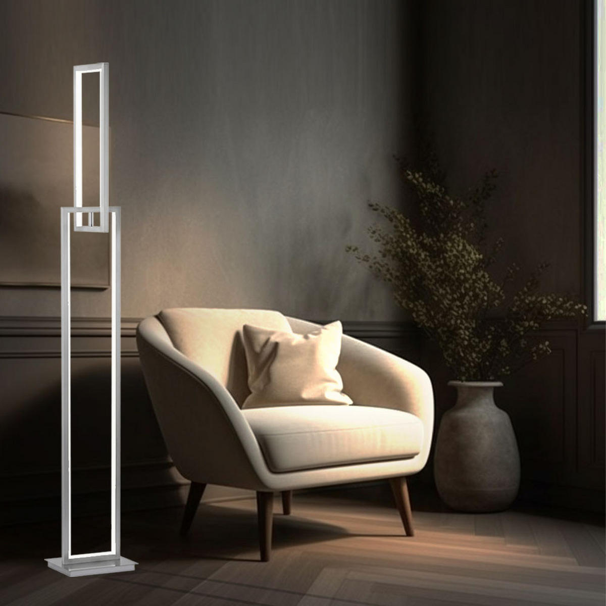 LED STEHLEUCHTE Metall Silber Matt - Silberfarben, Metall (22/18/146cm) - Wofi