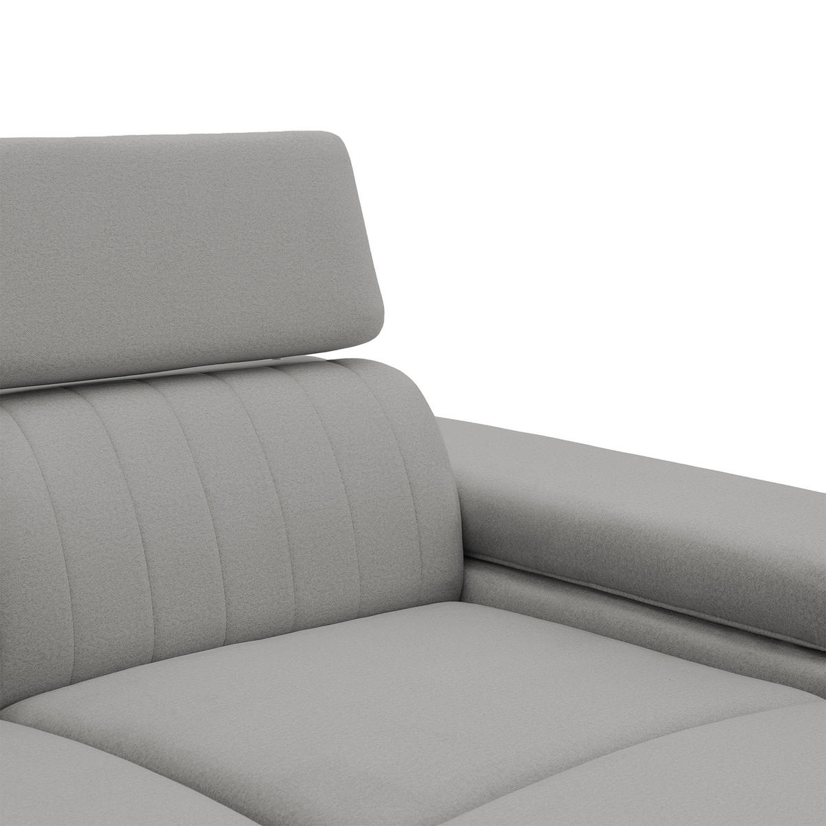 ECKSOFA FELIX L Rechts mit Schlaffunktion Velours Grau - Schwarz/Grau, Holz/Textil (176/257cm) - Muffo