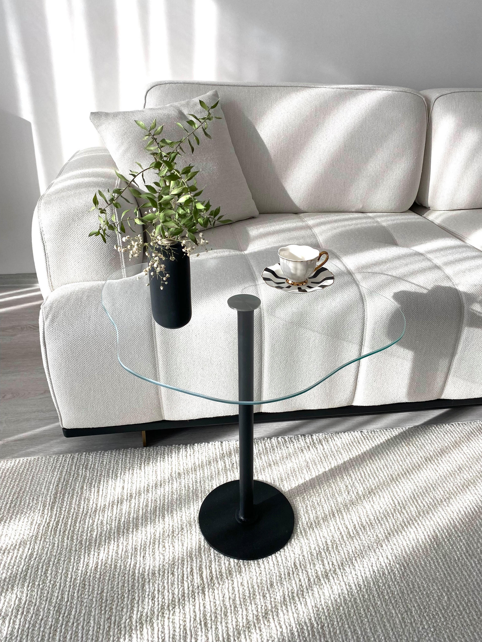 BEISTELLTISCH Royale mit Schwarzfuß und Glasplatte - Schwarz, Holzwerkstoff/Metall (50/50/50cm) - moebel17