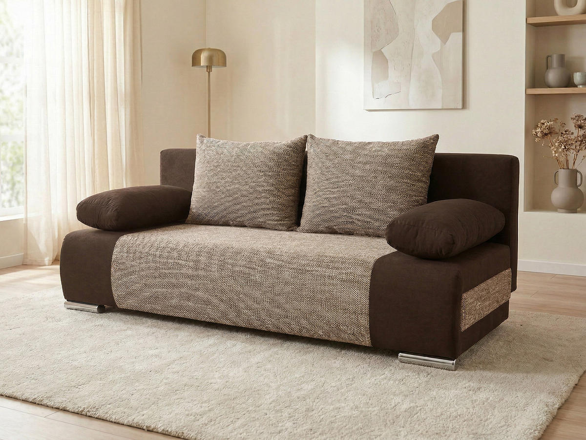 SCHLAFSOFA Naki - Silberfarben/Braun, Holz/Kunststoff (200/85/85cm)