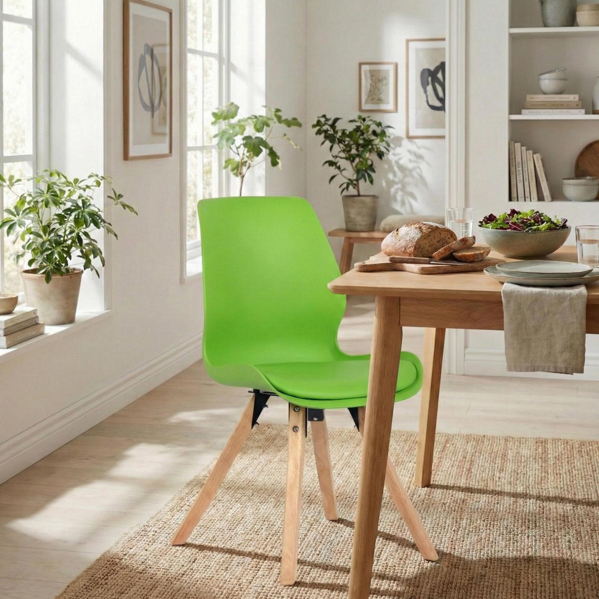 STUHL Kunststoff Grün - Eukalyptusholzfarben/Grün, Holz/Kunststoff (49/87/58cm) - CLP