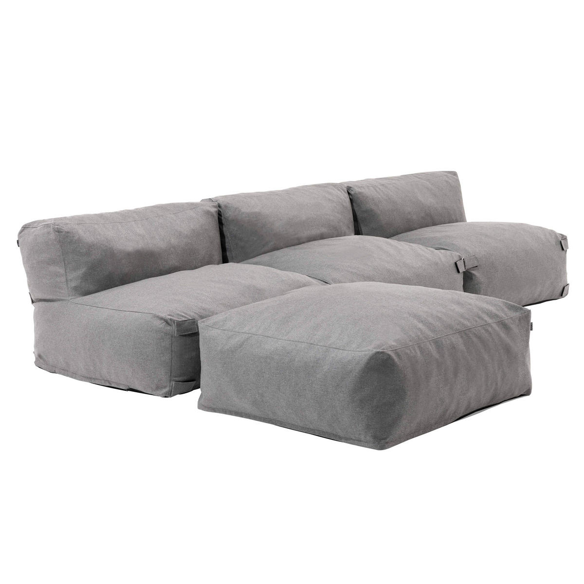 GARTENSOFA mit 4 Sitzplätzen, Grau - Grau, Textil (85/65/340cm) - Oviala