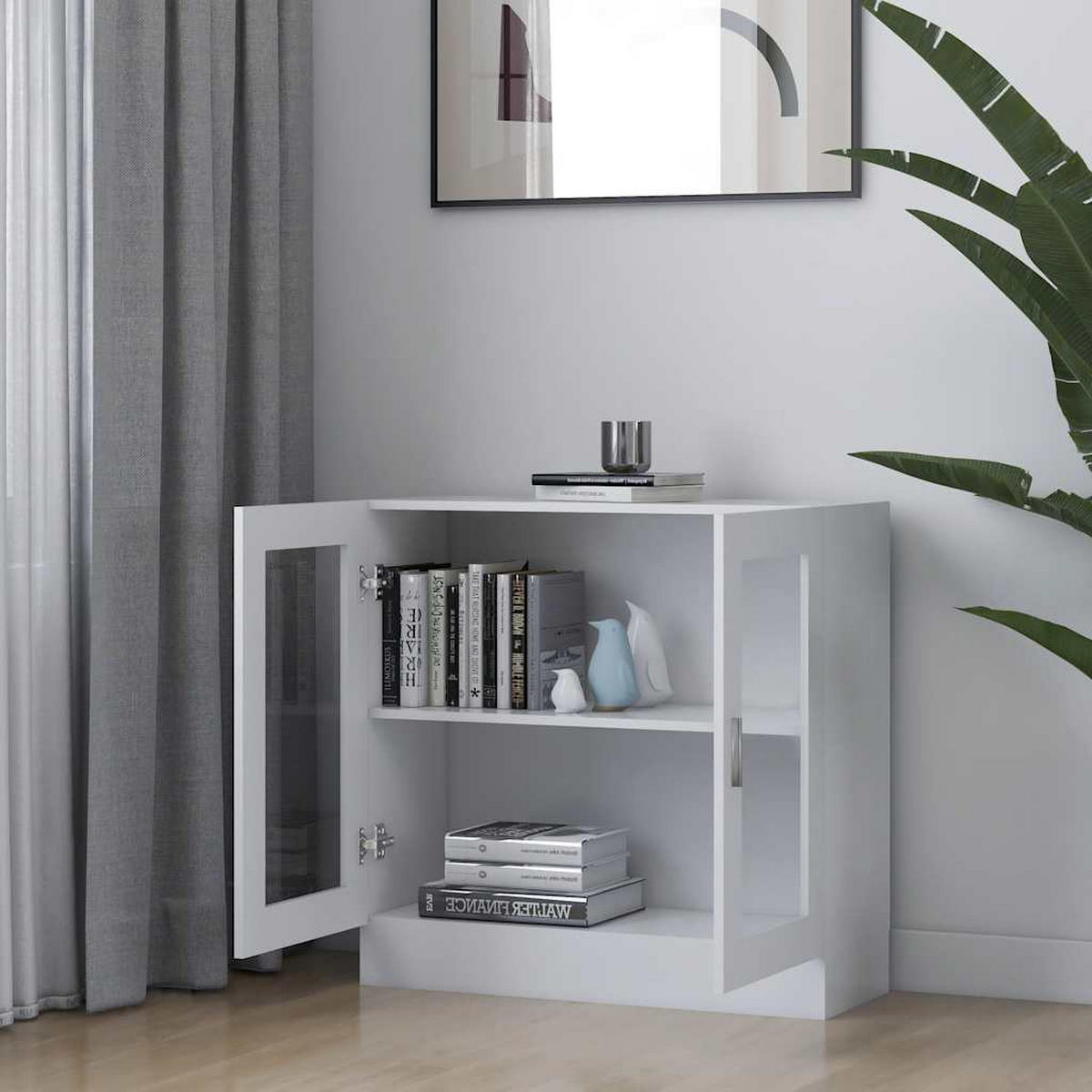 VITRINENSCHRANK Weiß 82,5x30,5x80 cm Holzwerkstoff - Weiß, Holzwerkstoff (82.5/80/30.5cm) - furnicato