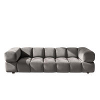 SOFA 4-Sitzer, Couch, Veloursstoff Bluvel, Aschgrau, Averro - Grau, Holz (280/70/96cm) - Kaiser Möbel