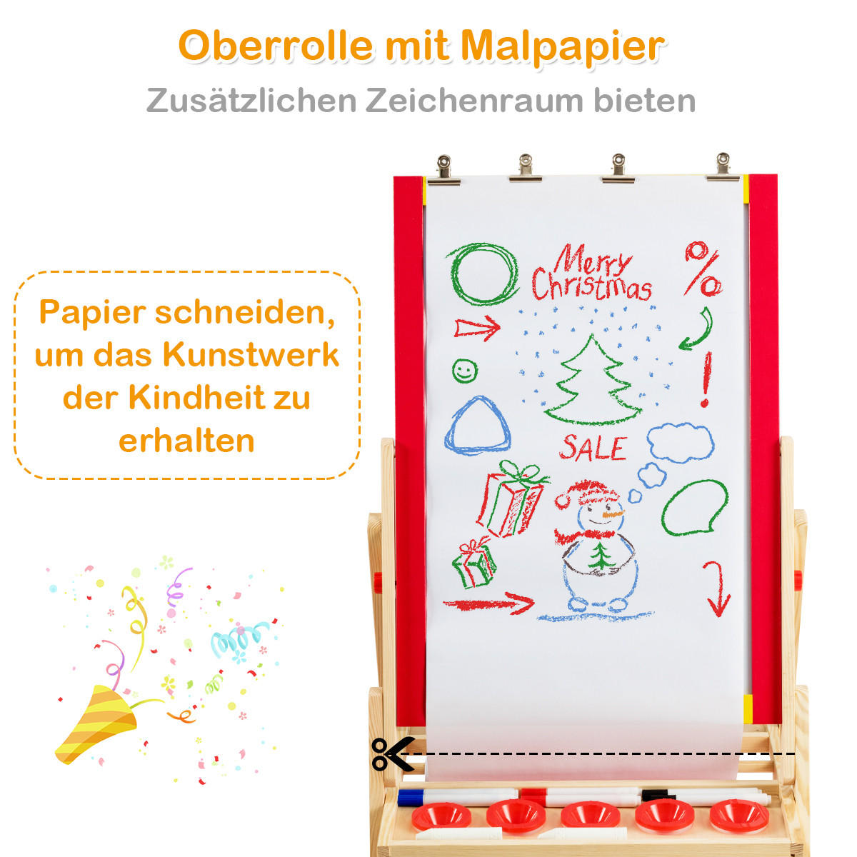 KINDERSTAFFELEI Rot - Rot, Holz (51.5/106.5/52.5cm) - COSTWAY