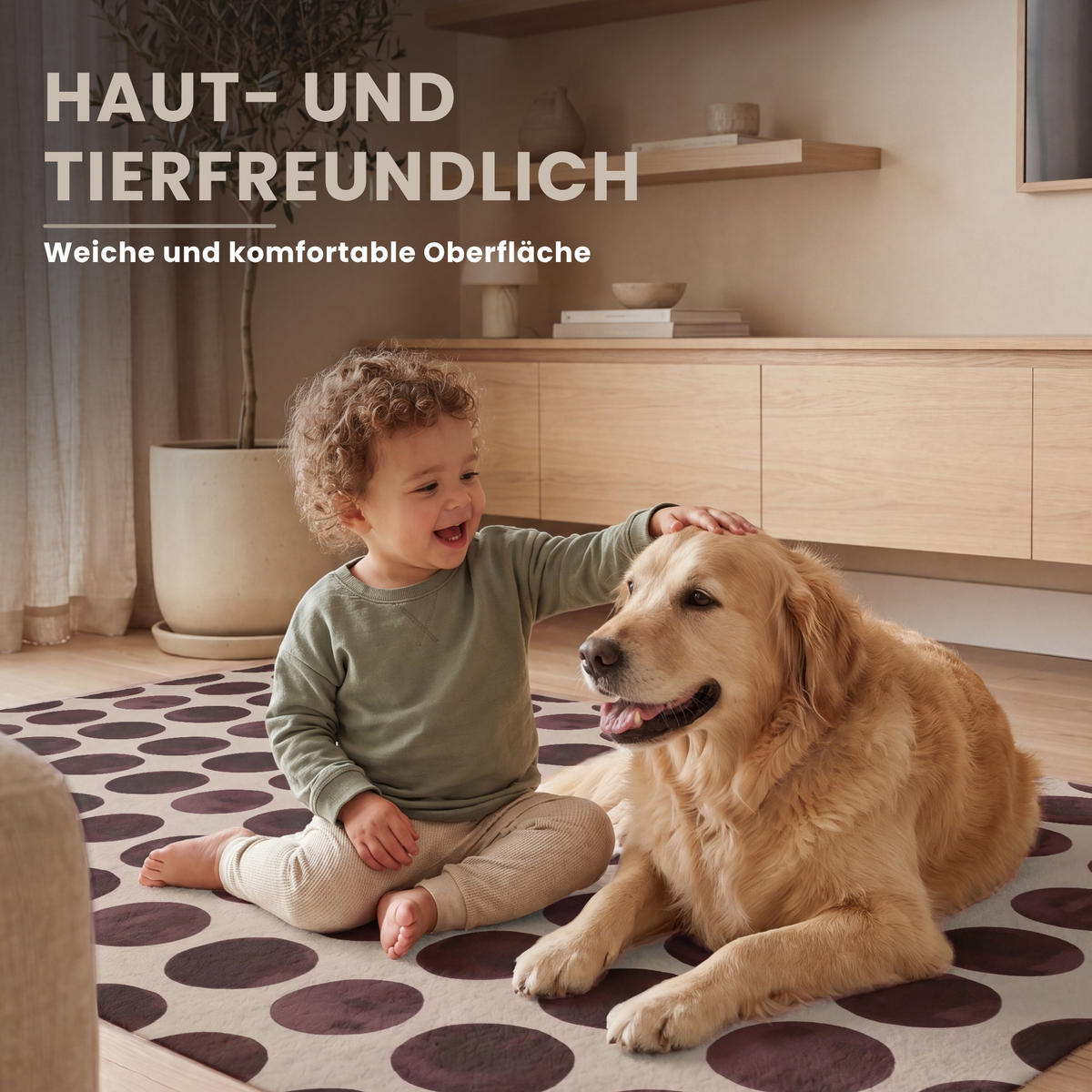 TEPPICH - Polka dots - Muster - Braun - 120x80 cm - Dunkelbraun, Kunststoff/Textil (120/0.4cm) - OnlyWow