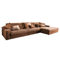 ECKSOFA XL LANA Braun Cord - Dunkelbraun/Schwarz, Textil (416/205cm) - KAWOLA