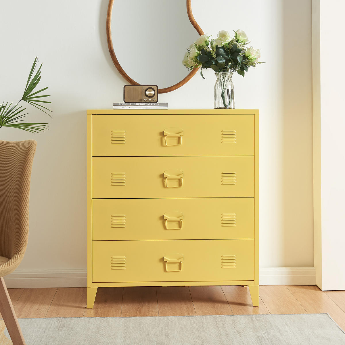 METALLSCHRANK Hämeenlinna - Gelb, Metall (80/92/40cm) - [en.casa]